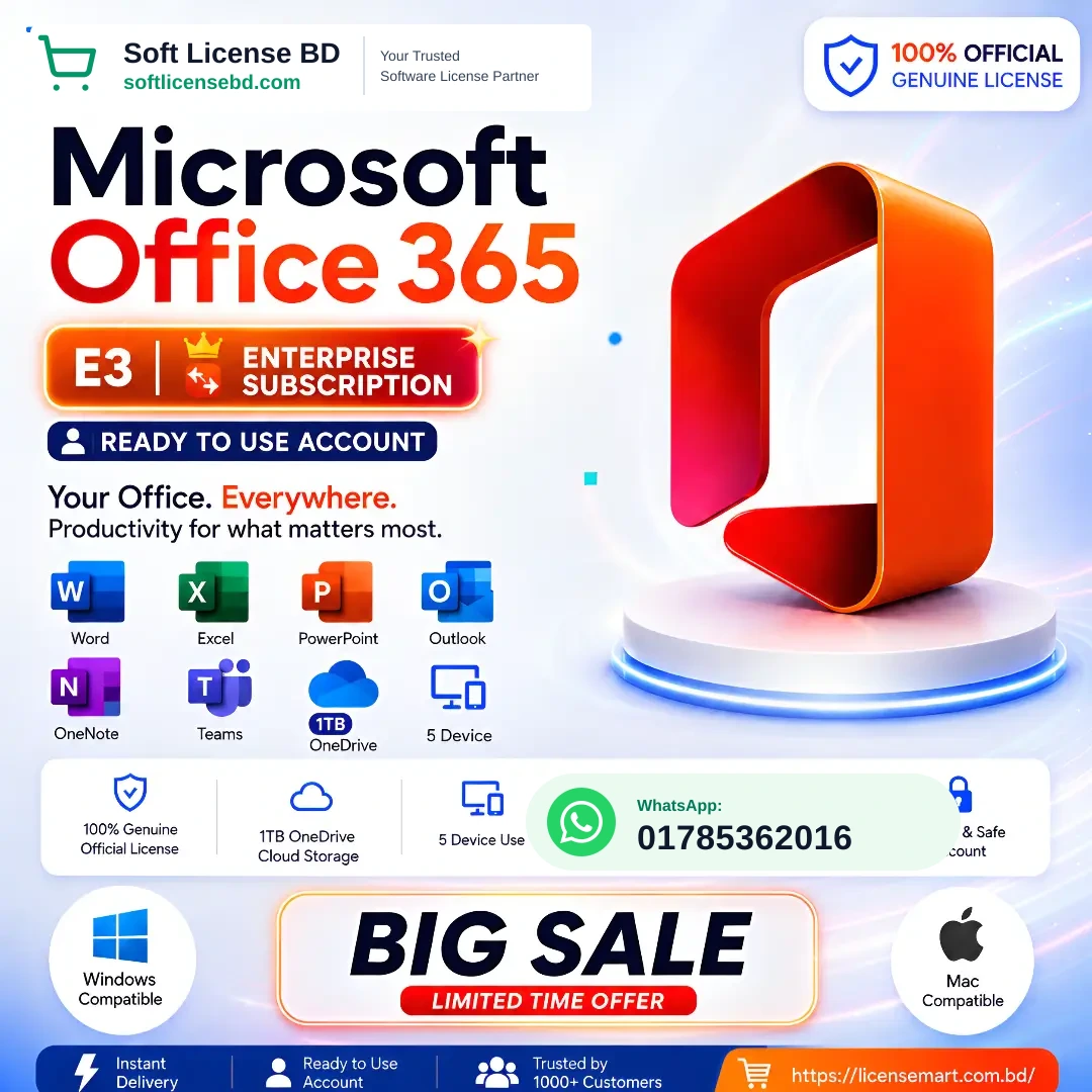 Microsoft 365 E3 Enterprise Subscription | 1TB Cloud | 5 Devices