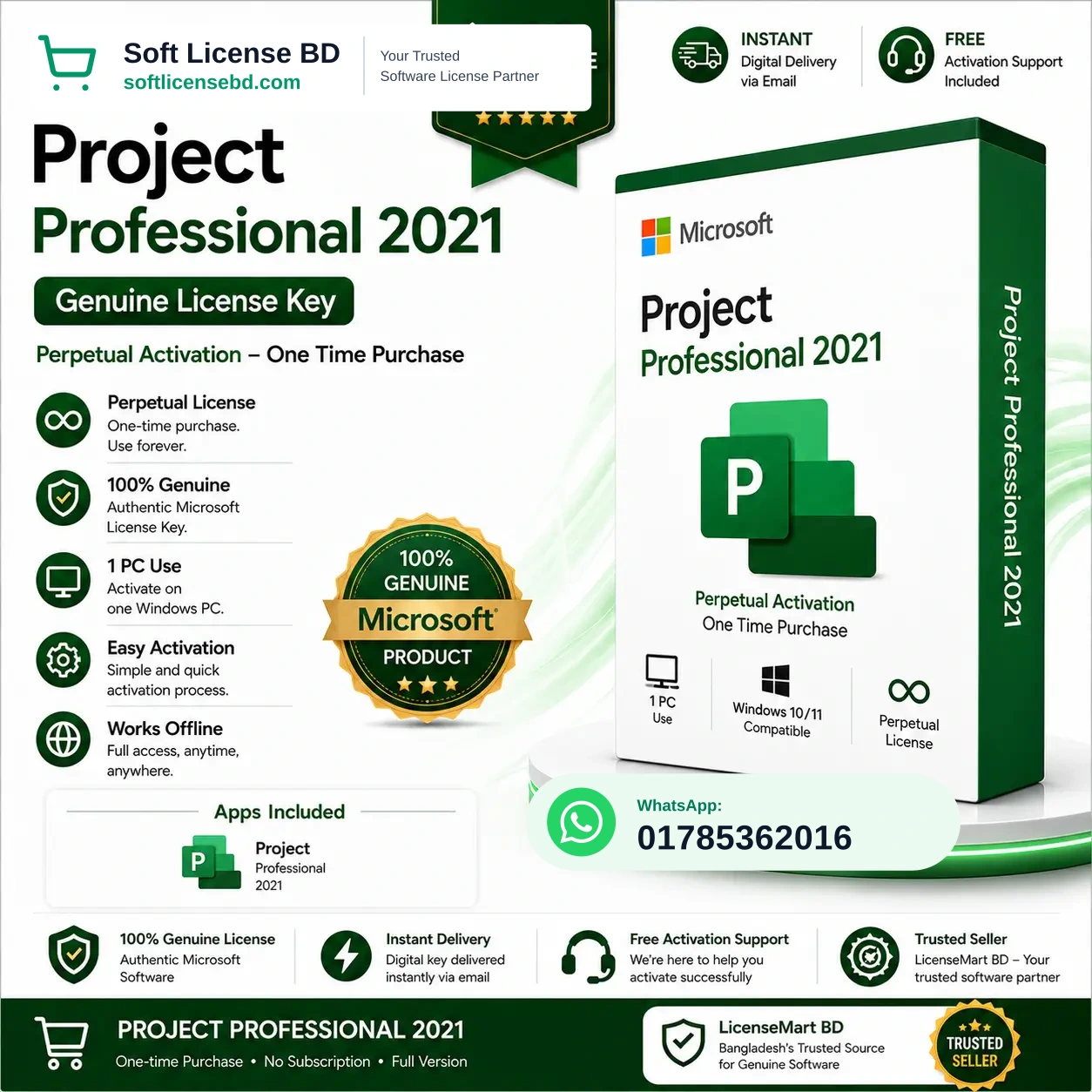 Microsoft Project Professional 2021 | Genuine License Key | 1 PC | Lifetime Activation