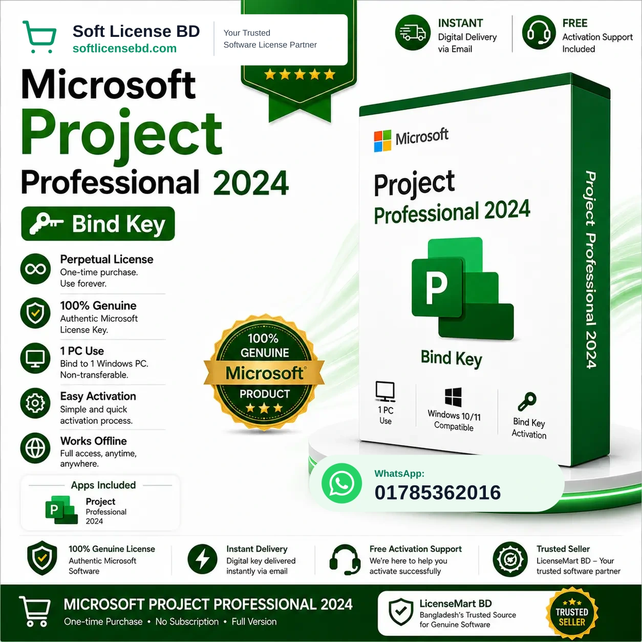 Microsoft Project Professional 2024 | Genuine Bind Key | 1 PC | Lifetime Activation