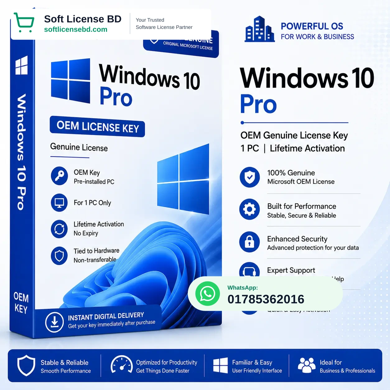 Windows 10 Pro OEM Genuine License Key | 1 PC | Lifetime Activation